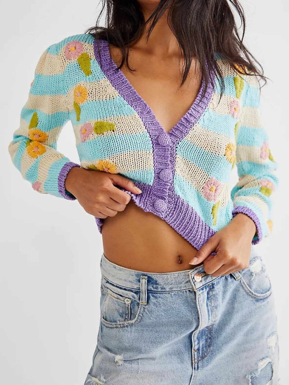 NWT Tach Clothing Nicola Hand Knit Embroidered Cardigan S